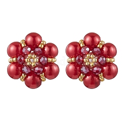 Pendientes con forma de flor y cuentas de semillas de vidrio&nbsp;EJEW-MZ00349-01