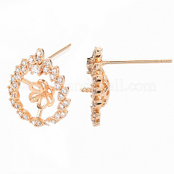 Messing Micro Pave klare Zirkonia Ohrring Zubehör&nbsp;KK-T062-214G-NF
