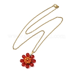 Colliers avec pendentif en forme de fleur en verre&nbsp;NJEW-MZ00119-02