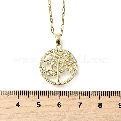 Messing Micro Pave klare Zirkonia Baum des Lebens Anhänger&nbsp;LS-NJEW-H066-01B-G