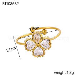 Anelli con polsino in acciaio inossidabile 304 con zirconi cubici per donna&nbsp;STAS-OY012-50G