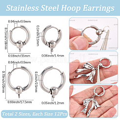 24 pièce de 2 styles de boucles d'oreilles créoles en acier inoxydable 304&nbsp;FIND-SC0017-16A