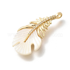 Pendentifs avec zircon cubiques à micro-pavés en laiton&nbsp;KK-U061-01G