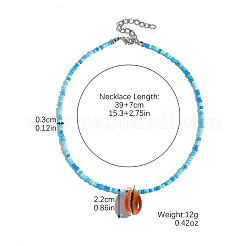 Sommerstrand Naturmuschel Anhänger Glasperlen Halsketten für Frauen&nbsp;FS-WGEF253-10