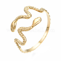 Bague ouverte en acier inoxydable 304 avec motif serpent&nbsp;RJEW-T023-82G