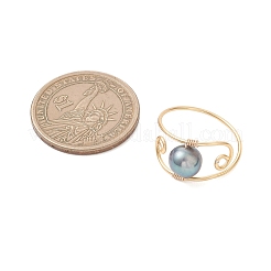 Fingerringe aus Kupferdraht und Naturperlen&nbsp;RJEW-JR00979