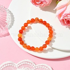 Braccialetti elasticizzati da donna con perline di agata naturale rotonda con vene di drago da 8 mm&nbsp;BJEW-TA00532