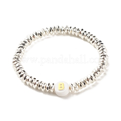 Bracelet extensible en hématite synthétique avec lettres initiales en perles acryliques&nbsp;BJEW-JB07960