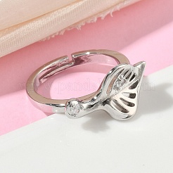 Verstellbare Fingerringe aus Messing mit Mikropflaster und Zirkonia&nbsp;RJEW-P185-01P