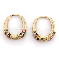 Boucles d'oreilles créoles en laiton zircon cubique micro pavé&nbsp;EJEW-P187-N01