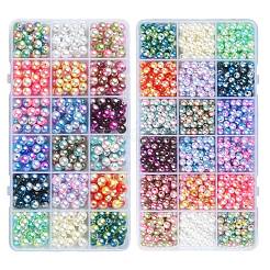 540 pz 18 perle di perle imitate in plastica ABS arcobaleno e acrilico&nbsp;DIY-YW0008-08
