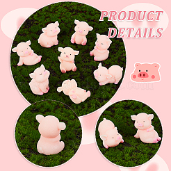24 Stück 8 Stile Harz Schwein Figuren Ornamente&nbsp;DJEW-GA0001-55