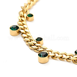 Bracciale charms in strass con catene a barbazzale&nbsp;BJEW-P273-01G
