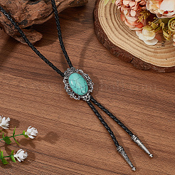 Natürlicher Türkis mit Lasso-Halskette aus PU-Leder&nbsp;NJEW-WH20010-02A