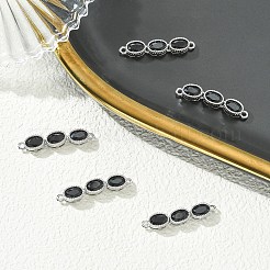 Messing-Pavé-Anhänger mit schwarzen Zirkonia-Steinen und drei ovalen Verbindungsgliedern&nbsp;XGRQ3P837-645P