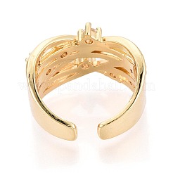 Anneaux de manchette ouverts en laiton micro pavé de zircone cubique transparente&nbsp;KK-T079-61G