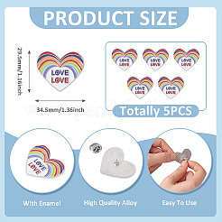 5 Stück Emaille-Anstecker mit Herz und Wort „Love Pride Month“&nbsp;JEWB-TA0001-27