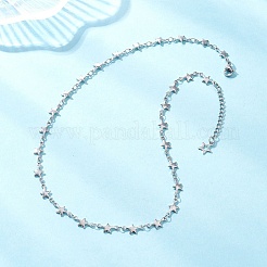 Collares de cadena de eslabones de estrella de acero inoxidable 304 para mujer&nbsp;NJEW-JN05652