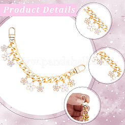 2 pz lega smaltata fiore bianco pendente catena in alluminio borsa catene decorative&nbsp;HJEW-BBC0001-36
