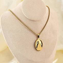 Colliers avec pendentif Vierge Marie en acier inoxydable 201 pour hommes&nbsp;NJEW-S387-09G-03