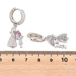 Orecchini a cerchio pendenti in zircone chiaro micro pavè di zirconi in ottone&nbsp;EJEW-G471-41P