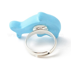 Harz 3d Delphin verstellbare Ringe&nbsp;RJEW-JR00428-02