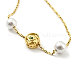 Bracciale con fiori in ottone e perle di plastica&nbsp;BJEW-D030-07G