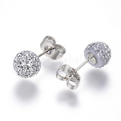Rhinestone-Kugelbolzenohrringe&nbsp;EJEW-F063-B01