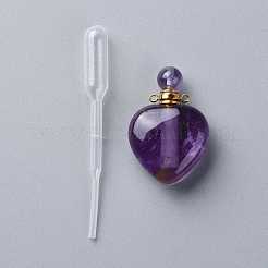 Natürliche Amethyst zu öffnende Parfümflasche Anhänger&nbsp;G-K420-05