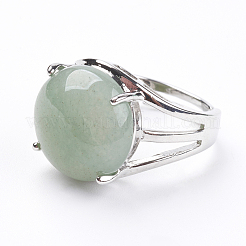 Anneaux verts aventurine des doigts naturelles réglables&nbsp;RJEW-F075-01K