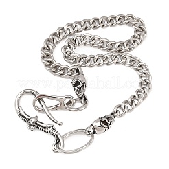 304 Edelstahl Cuban Link Kette Totenkopf Hosenketten mit S-Haken&nbsp;AJEW-D001-01C-ASP