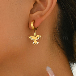 Boucles d'oreilles créoles en acier inoxydable 201 avec oiseau en métal pour femmes&nbsp;SE6238-1