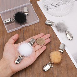 4 pieza de clips para cuello de suéter con cuentas redondas cubiertas de piel sintética de visón de 4 colores&nbsp;JEWB-CA0001-24