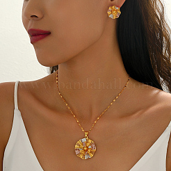 Vintage-Ohrstecker und Halsketten-Sets aus Messingblumen im Vintage-Stil für Damen&nbsp;NK5083