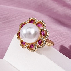 Verstellbare Messing-Fingerringe mit Mikropflaster und Zirkonia für Damen&nbsp;RJEW-A098-04G