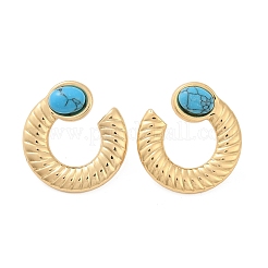 Pendientes de acero inoxidable 304 con turquesa sintética para mujer&nbsp;EJEW-U046-14G