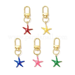 Pendentifs décoratifs en forme d'étoile de mer en laiton émaillé&nbsp;HJEW-JM03909