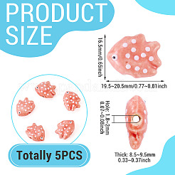 5 pièces de perles en porcelaine faites à la main&nbsp;PORC-TADJ0001-05G