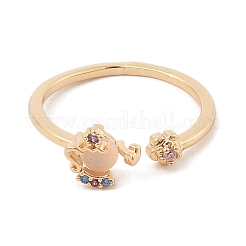 Anelli polsino aperto in ottone micro pavé zirconi cubici colorati per donna&nbsp;LS-RJEW-Z073-01G-03