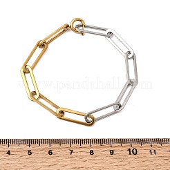 Braccialetti da donna con catena a graffetta in acciaio inossidabile 304 bicolore&nbsp;BJEW-G786-01GP-02