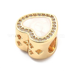 Placcatura a cremagliera in ottone con perle europee di zirconi cubici e smalto&nbsp;KK-Q017-09D-G