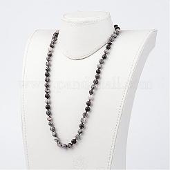 Natürliche schwarze Seide Stein / Netstone Halsketten&nbsp;NJEW-D264-09