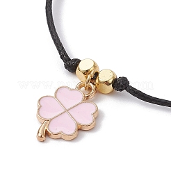 Braccialetto con ciondolo a forma di trifoglio smaltato in lega&nbsp;BJEW-JB09962-03