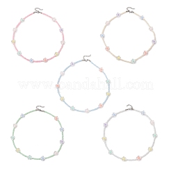 5 collana di fiori con perline di semi in acrilico e vetro&nbsp;NJEW-JN05291