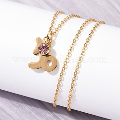 Collar con colgante de constelación de piedra de nacimiento con taladro de vidrio de acero inoxidable 304&nbsp;LS-STAS-D305-08G-J