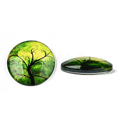 Halbrund / Dom Baummuster Glas flatback BlumeCabochons für DIY-Projekte&nbsp;GGLA-Q037-25mm-M28-06