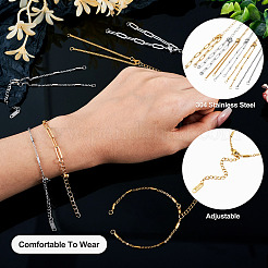 12 stücke 6 arten 304 edelstahl kette armband zeug&nbsp;AJEW-TA0001-34