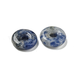Breloques en forme de donut/disque pi en jaspe bleu naturel&nbsp;G-G142-01H