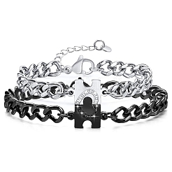 Bracelets de chaîne d'acier inoxydable&nbsp;PW-WG754FE-02