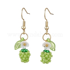 Boucles d'oreilles pendantes en forme de pomme avec perles de verre faites à la main&nbsp;EJEW-MZ00575